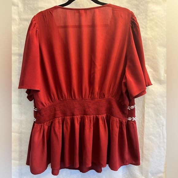 Knox Rose embroidered flowy blouse top w/flutter sleeves Sz-XXL. Y17 - Picture 4 of 10